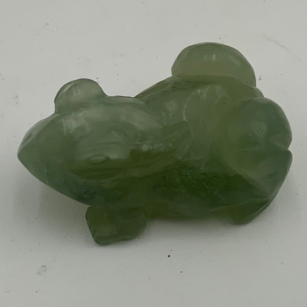 Mini 2” Carved Jade Jadeite Frog Figurine